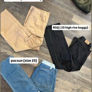 RSQ High Rise Baggy Jeans and PacSun Denim Bundle